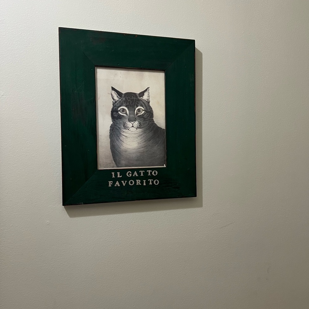 Nathanial Currier the favorite cat print in wooden frame